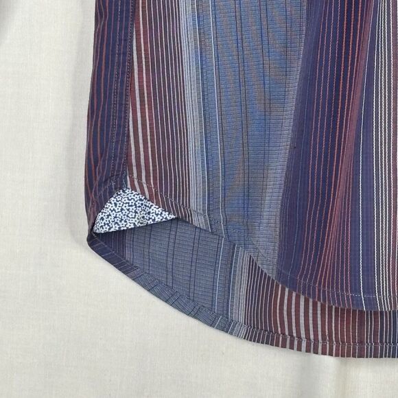 Tommy Bahama Shirt Mens Large‎ Blue Pink Stripe Logo Button Up 100% cotton - Picture 6 of 14